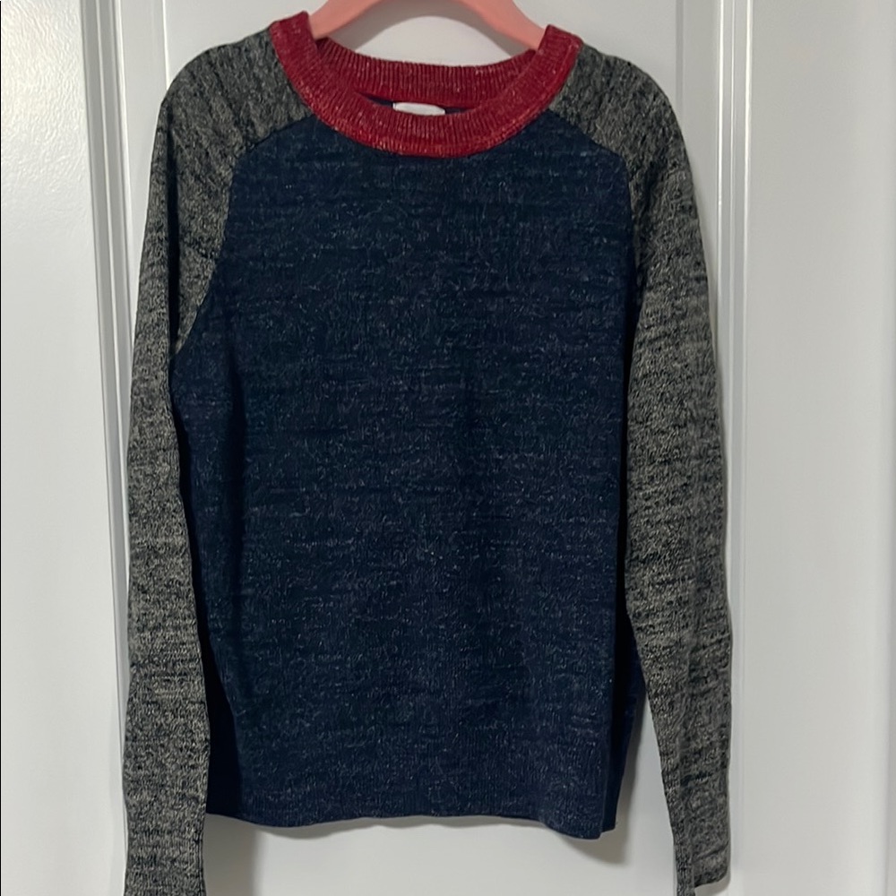 Size Small (6-7) GAP Kids Navy and Gray Long Sleeve Shirt